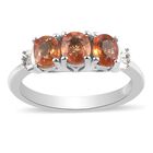 Orange Saphir und Diamant 3 Stein Ring 925 Silber Platin-Überzug image number 0