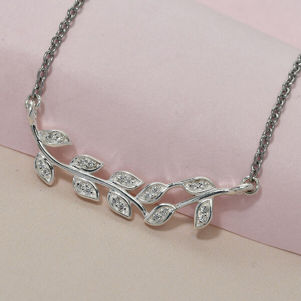 Wei&szlig;er Zirkonia Halskette 45 cm 925 Silber ca. 0,18 ct image number 2