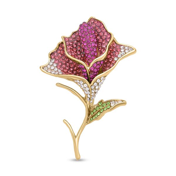 Rose Kristall Brosche, Goldfarben image number 0