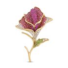 Rose Kristall Brosche, Goldfarben