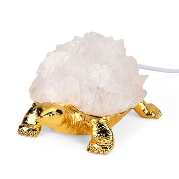 LIVMORE Leuchtende Kristallschildkr&ouml;te, Bergkristall Optik, LED Licht, Wei&szlig;
