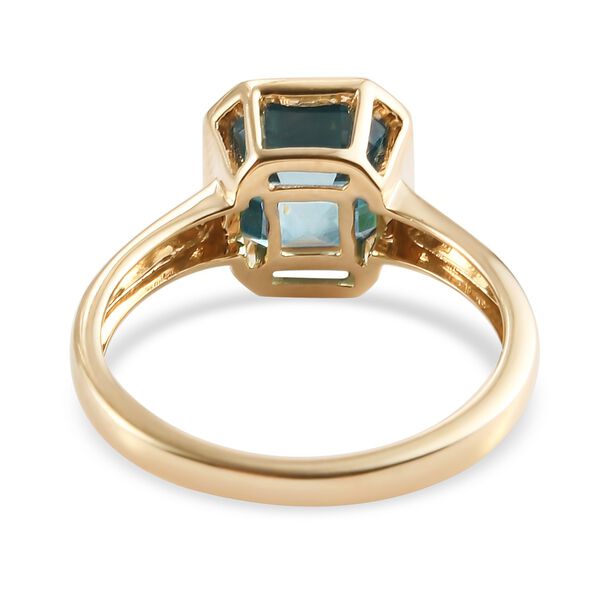 Kambodschanischer blauer Zirkon Solit&auml;r Ring 375 Gelbgold image number 5