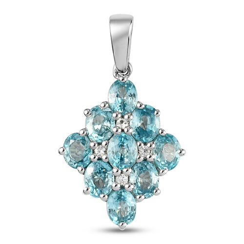 Blauer und Weißer Zirkon Anhänger 925 Silber platiniert image number 0