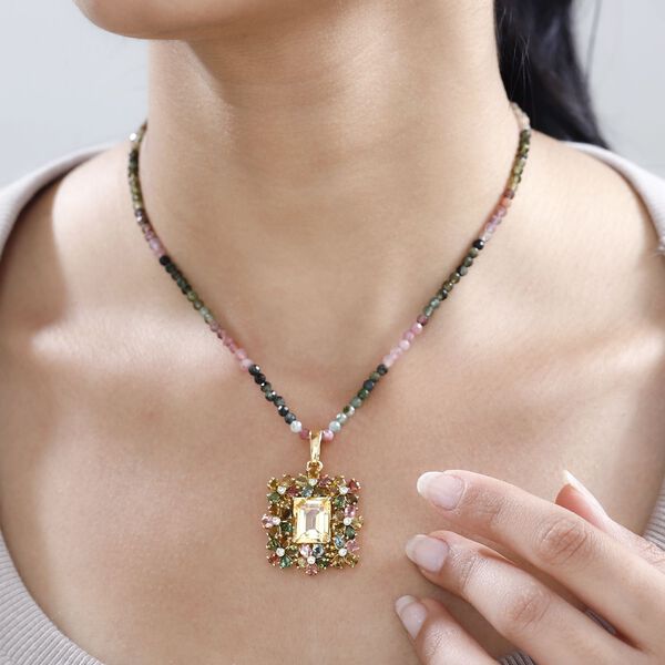 Citrin und mehrfarbige Turmalin-Halskette 45 cm - 42,96 ct. image number 3