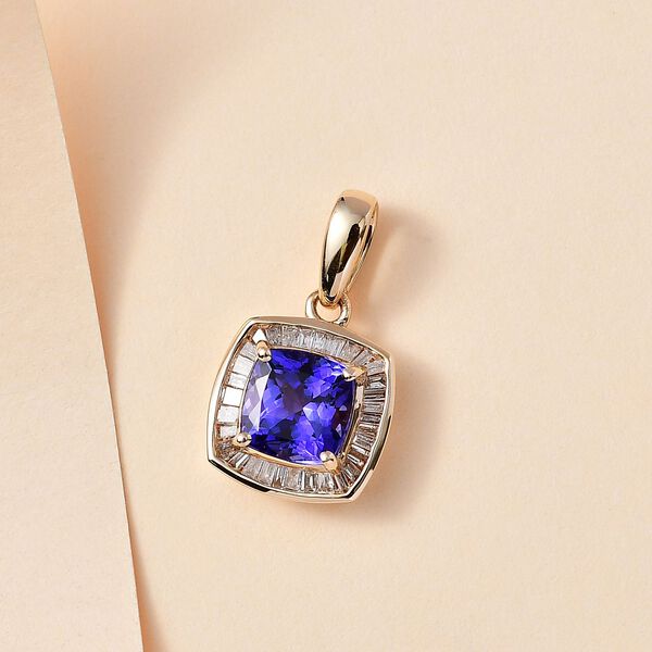 AAA Tansanit und Diamant Anhänger in 585 Gelbgold - 1,59 ct. image number 9