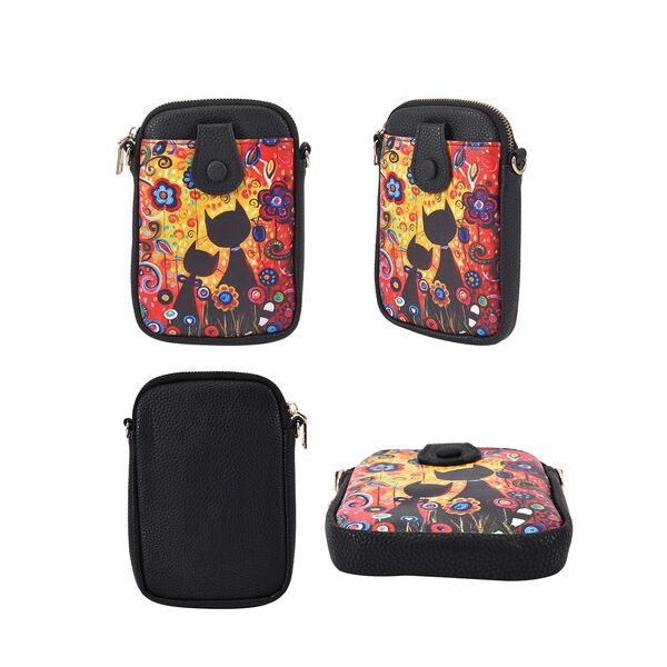 Stilvolle und kompakte Handytasche mit 2 Katzenmotiv, PU-Leder, mit Schultergurt, 19x13.5x2cm image number 4