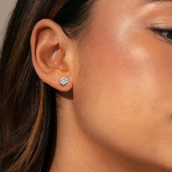 LUXURIANT 1 ct. SGL zertifizierte VS Labor Diamant Ohrringe, 925 Silber platiniert image number 3