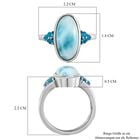 Larimar und Neon Apatit-Ring, 925 Silber platiniert  ca. 6,46 ct image number 6