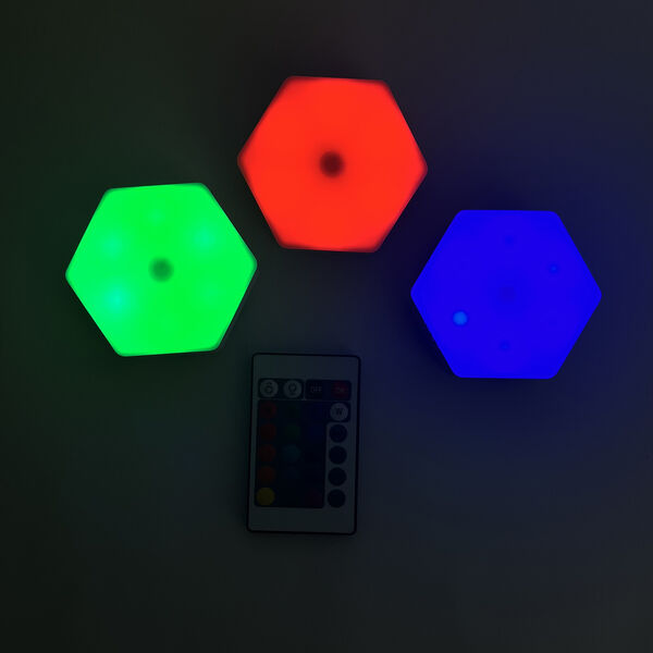 3er Set - Sechseckige Designer LED-Lichter mit Fernbedienung image number 4