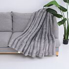 LIVMORE -Doppellagige Kunstfell-Decke mit Wellenstruktur, 350+220 GSM, Größe 150x200 cm, Steingrau