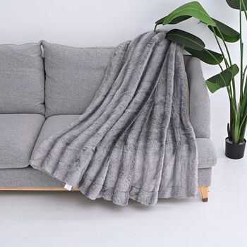 Doppellagige 350gsm Kunstfelldecke mit 220gsm Sherpa, Grau