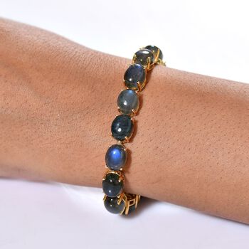 D'Joy AAA Labradorit Armband ca. 19 cm 925 Silber 750 Gelbgold Vermeil ca. 47.54 ct