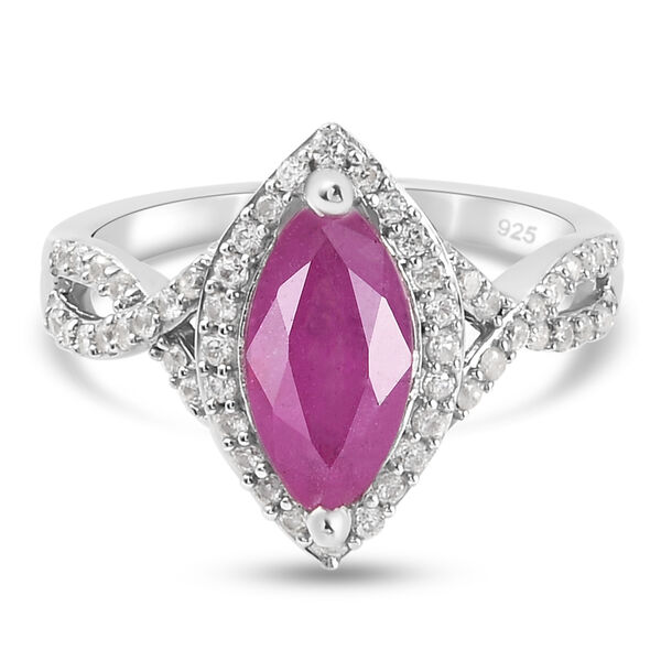 Premium Ilakaka rosa Saphir und Zirkon Ring, 925 Silber platiniert