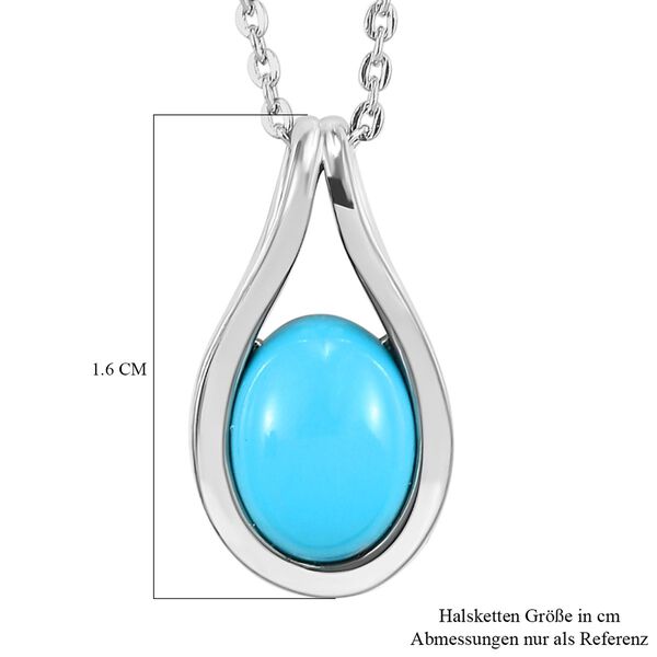 Amerikanischer, nat&uuml;rlicher Sleeping Beauty T&uuml;rkis-Solit&auml;r-Anh&auml;nger mit Kette in Silber, 1,16 ct. image number 8