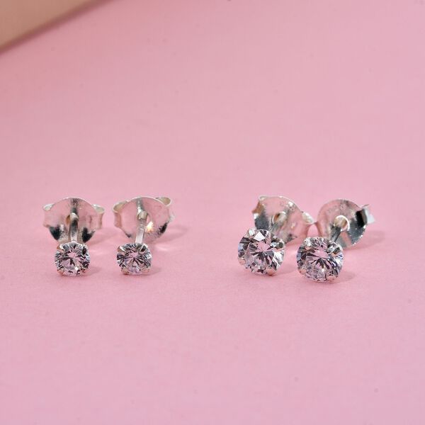 LUSTRO STELLA 2er-Set weiße Zirkonia Ohrringe image number 2