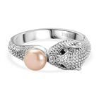 Rosa Süßwasser Perle, Schwarzer Spinell Ring Edelstahl (Größe 17.00)