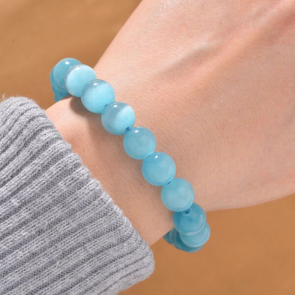 Flexibles blaues Katzenaugen Armband mit Chatoyance-Effekt image number 2
