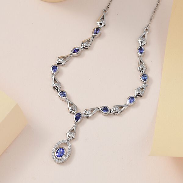 AAA Tansanit und Zirkon 45cm Halskette - 2,45 ct. image number 3