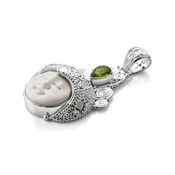 D'Joy Ox Bone, Peridot Anh&auml;nger 925 Silber ca. 5,95 ct.