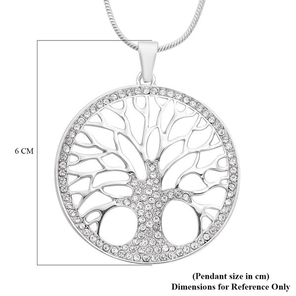 Wei&szlig;er Kristall Lebensbaum Anh&auml;nger mit Kette ca. 50 cm in Silber tone image number 5