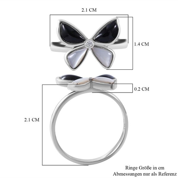 Perlmutt, schwarzer Onyx und Zirkonia-Ring - 1,51 ct. image number 4