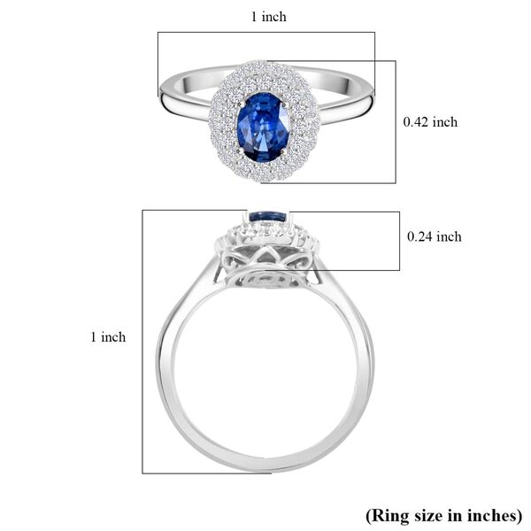 RHAPSODY zertifiziert und gepr&uuml;ft AAAA Blauer Saphir und VS-EF Diamant Ring in 950 Platin - 1,45 ct. image number 5