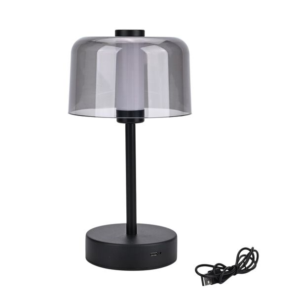 LIVEMORE Transparente Pilz-Tischlampe, kabellos, wiederaufladbar, 3 Lichtfarben, Smart Touch, Schwarz image number 6