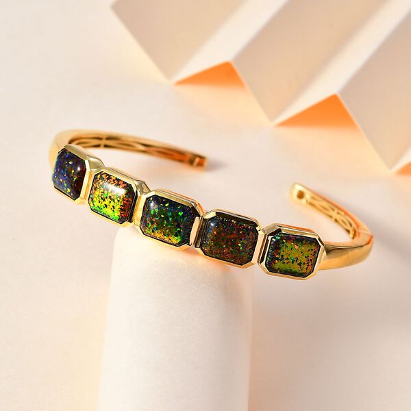 Labor schwarzer Opal-Armreif, 19 cm - 9,02 ct. image number 2