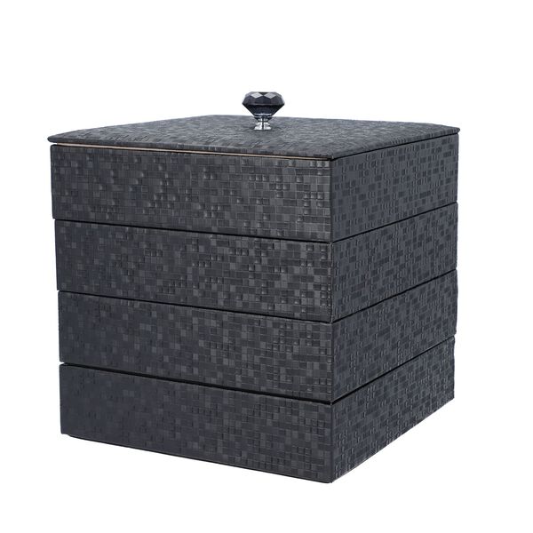 4-schichtiger Schmuck-Organizer mit gro&szlig;em Spiegel, 21.59x21.59x21.59 cm, schwarz image number 2