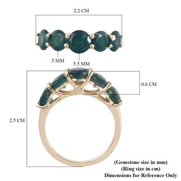 Blaugr&uuml;ner Grandidierit und Diamant 5 Stein Ring 375 Gelbgold image number 6
