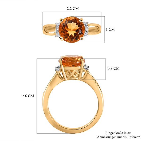Serra Gaucha Citrin, Wei&szlig;er Zirkon Ring, 925 Silber Gelbgold Vermeil, (Gr&ouml;&szlig;e 16.00) ca. 2.80 ct image number 7