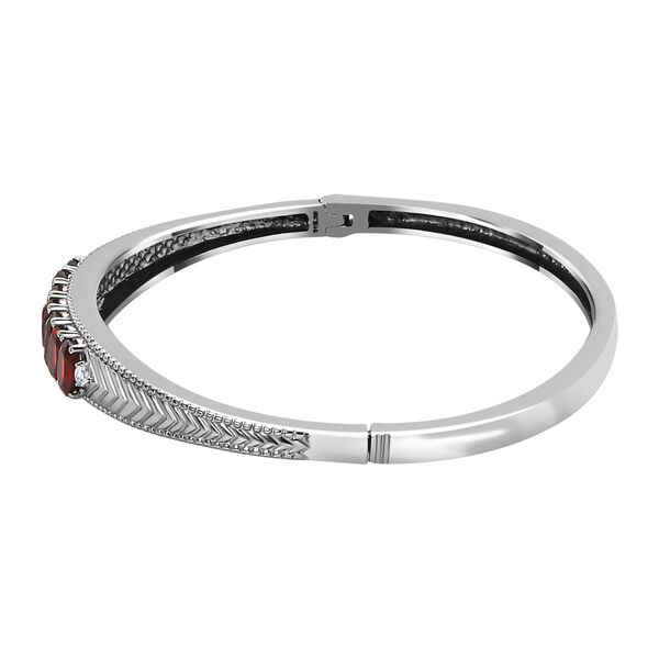 Mosambik Granat, Wei&szlig;er Zirkon Armreif ca. 18 cm Edelstahl ca. 4,05 ct. image number 4