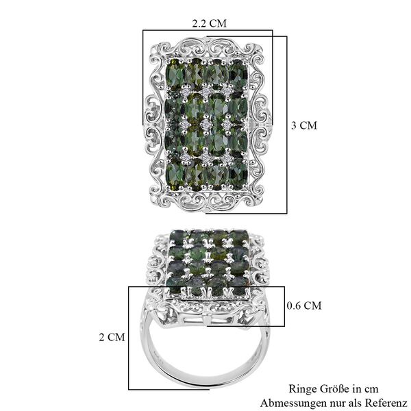 Gr&uuml;ner Turmalin und Zirkon-Ring - 3,70 ct. image number 4