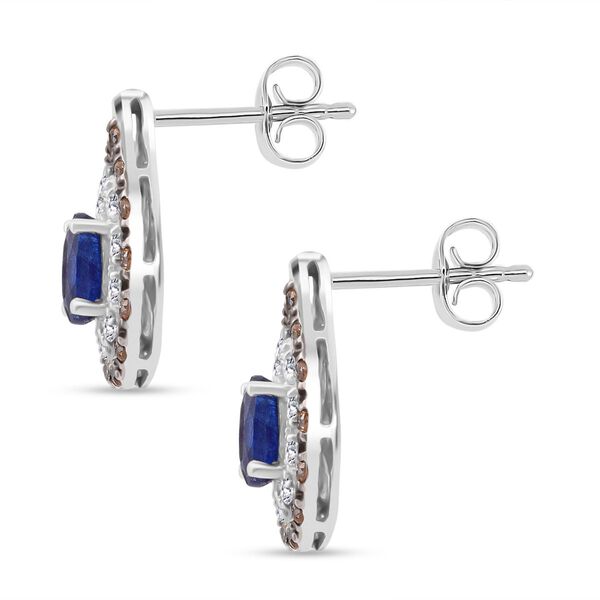 D'Joy Masoala Saphir (Fissure gefüllt), Kaffee Zirkon Ohrringe 925 Silber rhodiniert ca. 2,73 ct. image number 3