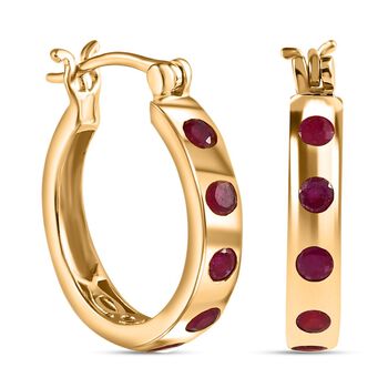 AA Afrikanischer Rubin (Fissure gef&uuml;llt) Ohrringe 925 Silber Gelbgold Vermeil ca. 1.63 ct