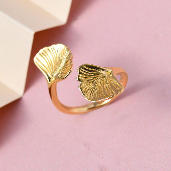 GP Italian Garden Kollektion - Blatt- und blauer Saphir-Ring, 925 Silber Gelbgold Vermeil image number 2