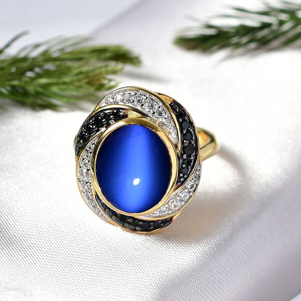 D'Joy Aurora Mondstein, schwarzer Spinell und Zirkon Ring - 5,54 ct image number 2