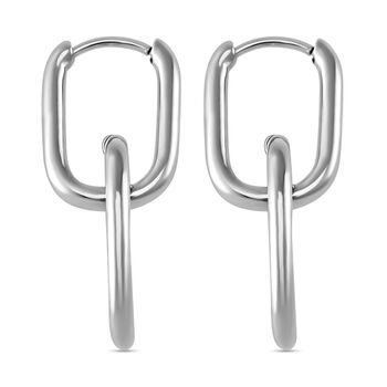 Kettenglieder-Ohrringe, Reiner Edelstahl, Silberfarben