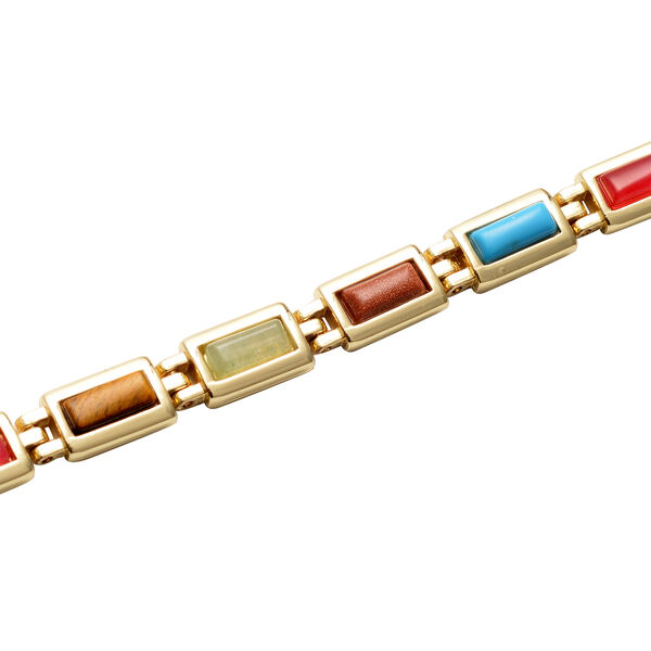 Mehrfarbiges Edelsteinarmband ca. 16.5 cm goldfarben ca. 15,80 ct image number 4