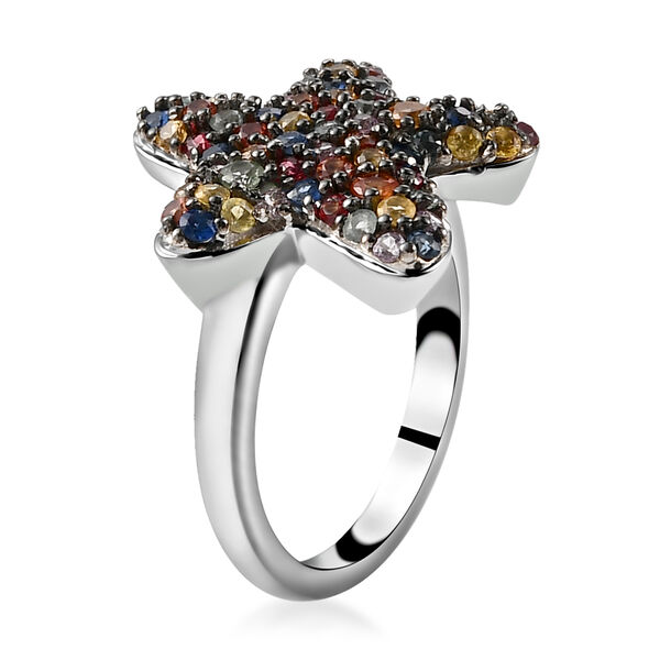 Mehrfarbiger Saphir-Ring, 925 Silber platiniert  ca. 1,38 ct image number 5