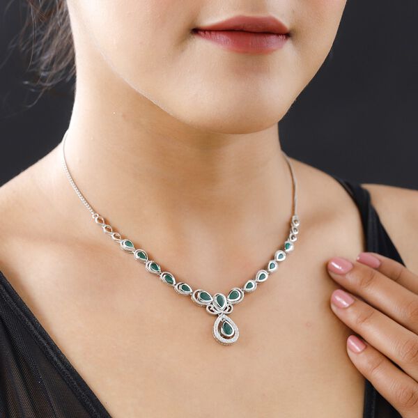 Kagem Sambisches Smaragd Collier, ca. 45 cm, 925 Silber platiniert ca. 4.74 ct image number 2