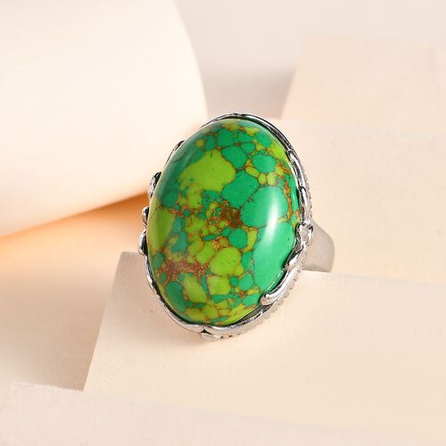 Grünes Türkis Ringe Edelstahl (Größe 16.00) ca. 25.92 ct image number 1