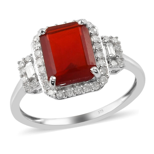 Mexikanischer Kirschfeuer-Opal und Diamant-Ring - 1,89 ct. image number 4