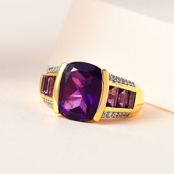 Afrikanischer Amethyst und Zirkon Ring - 6,10 ct.