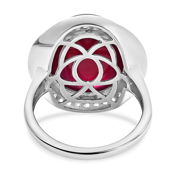 AAA Afrikanischer Rubin (Fissure gef&uuml;llt) und wei&szlig;er Zirkon Ring, 925 Silber platiniert (Gr&ouml;&szlig;e 17.00) ca. 22.90 ct image number 6