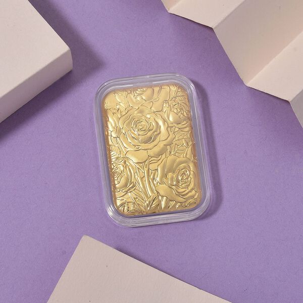 EXKLUSIVES GESCHENK 999er Goldbarren mit Rosen-Motiv, 10mg image number 2