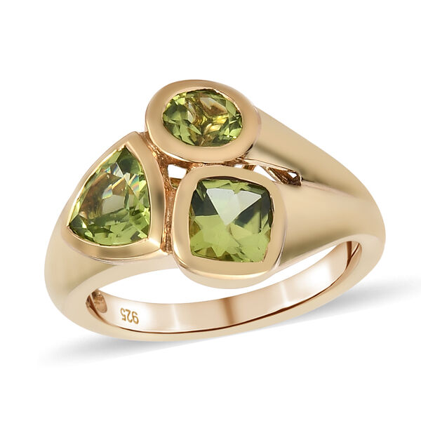 Peridot Ring 925 Silber 585 Vergoldet image number 5