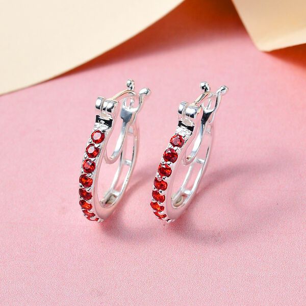 Rote Zirkonia-Creolen - 1,06 ct. image number 2