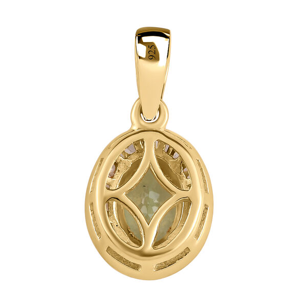 Natürlicher Merelani-Mint Granat und weißer Diamant-Anhänger, 925 Silber Gelbgold Vermeil ca. 1.02 ct image number 4