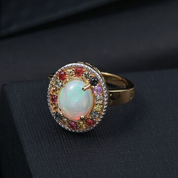 D&rsquo;Joy AA Nat&uuml;rlicher, &auml;thiopischer Welo Opal und mehrfarbiger Saphir Ring - 2,80 ct.